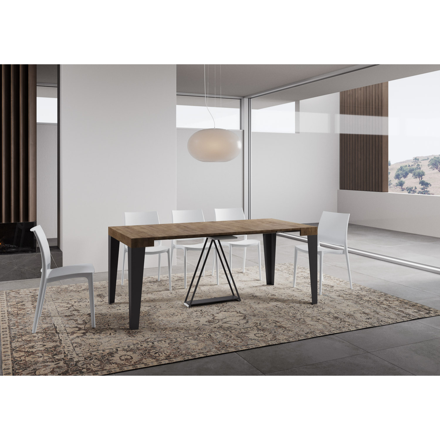 Console extensible 90x40/300 cm Algo noyer cadre anthracite