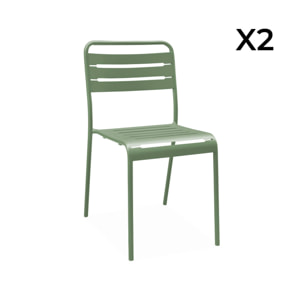 Table de jardin métal + 2 assises vert Amélia