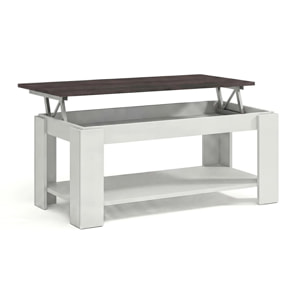 Mesa de centro elevable con almacenaje en blanco mate y óxido 102x43-54 cm Lya Blanco Artik (Blanco Mate) - Óxido