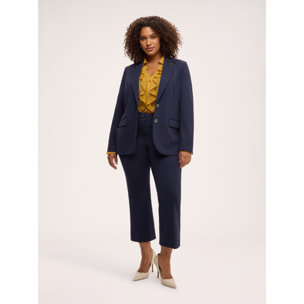 Fiorella Rubino - Pantalones Kick Flare en Punto Milano - Azul