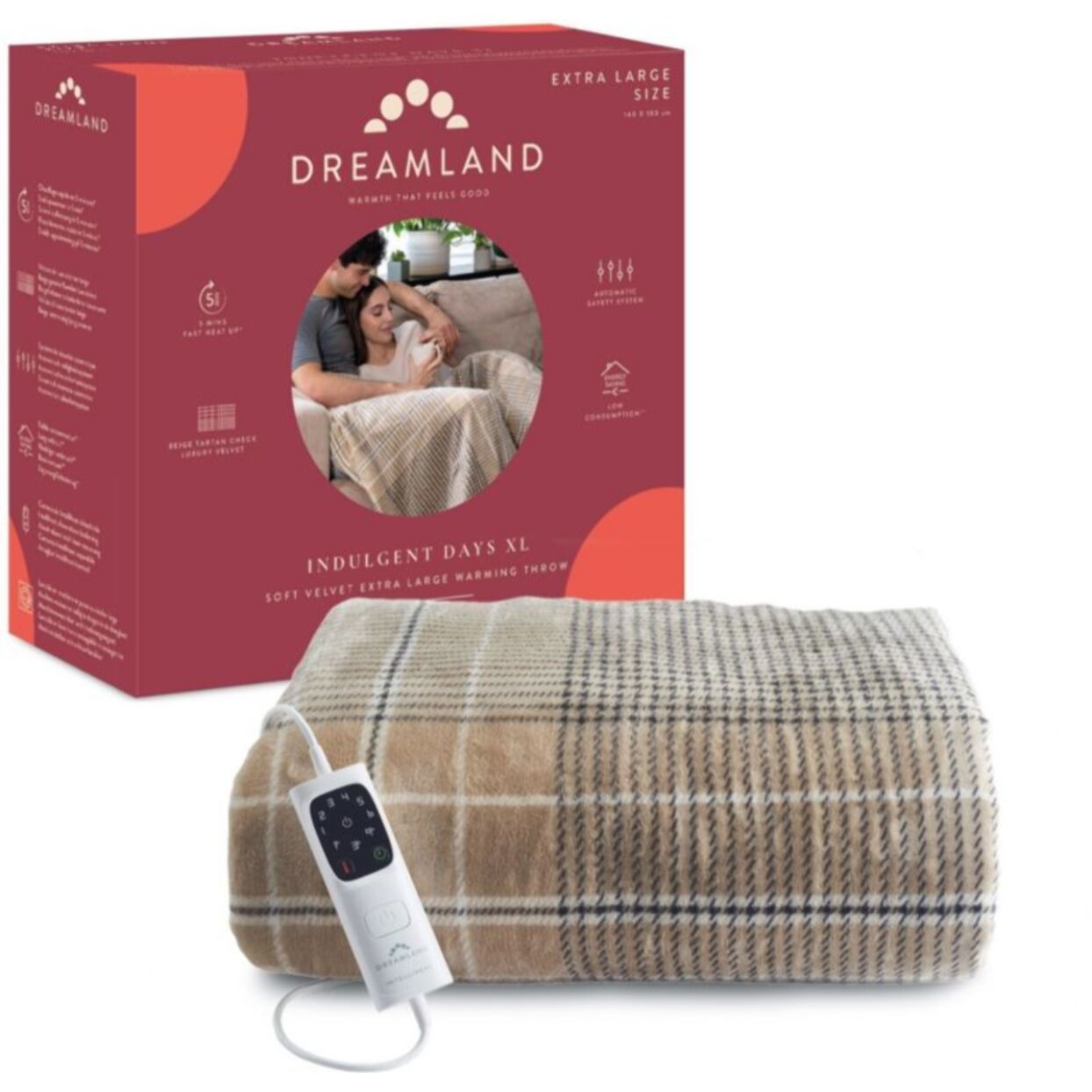 Couverture chauffante DREAMLAND INDULGENT DAYS XL VELOURS 6T 180X140