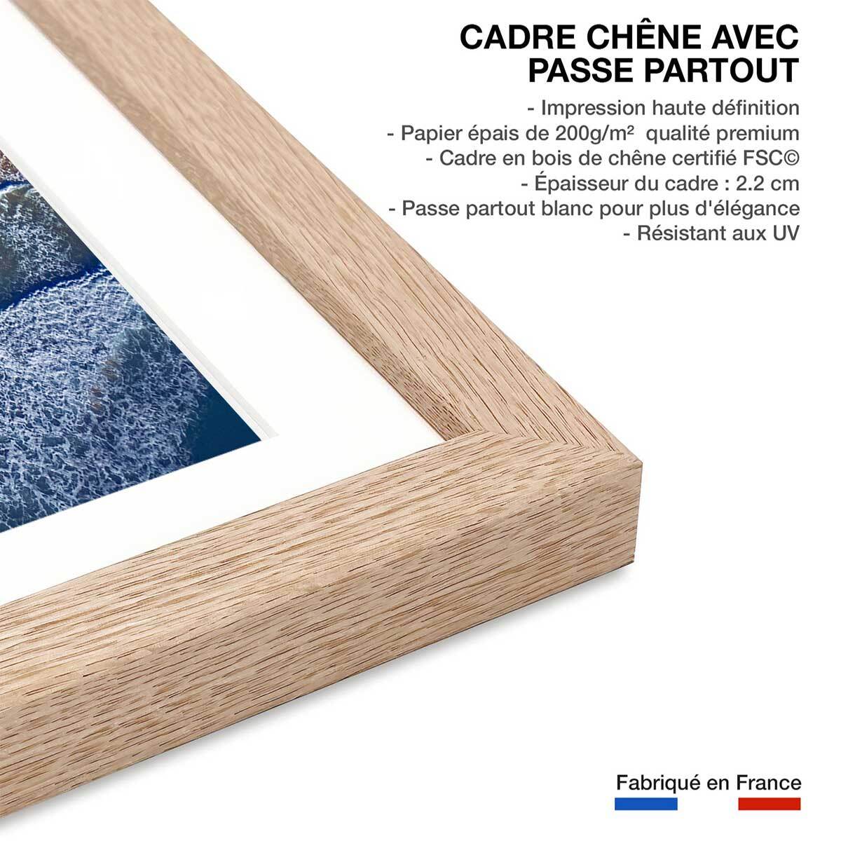 Affiche plage terre de sienne Affiche sous cadre bois