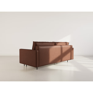 Charlie - Canapé droit 3 places convertible avec coffre en simili - Marron