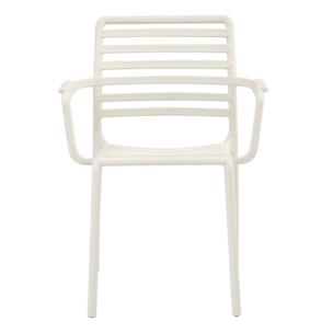 Set da 4 sedie da giardino bianche in polipropilene con braccioli – Tago