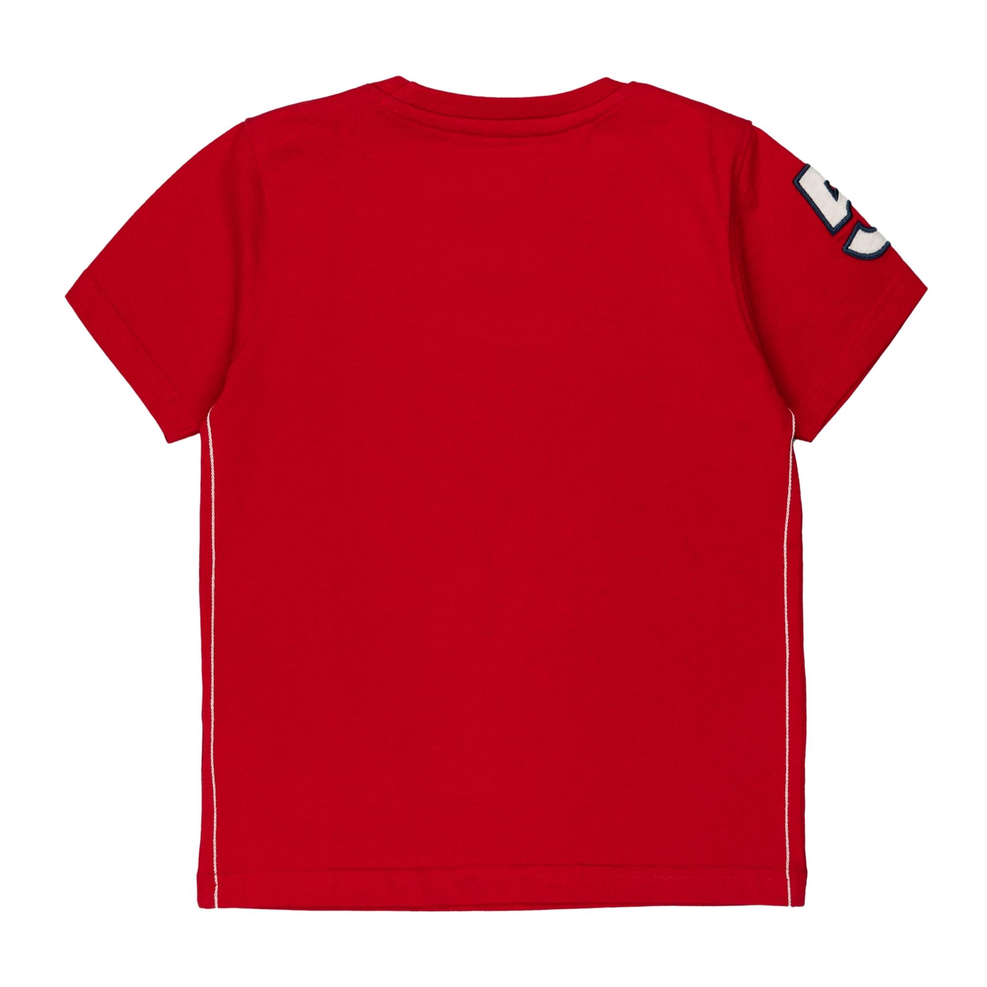 T-shirt jersey con logo davanti e ricamo su manica Polo Club St Martin Rosso