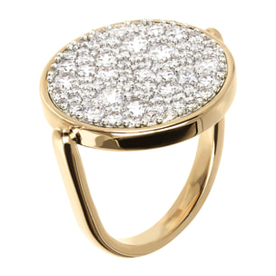 Anello Cocktail Golden con Tondo Pavé in Cubic Zirconia Placcato Oro Giallo 18kt