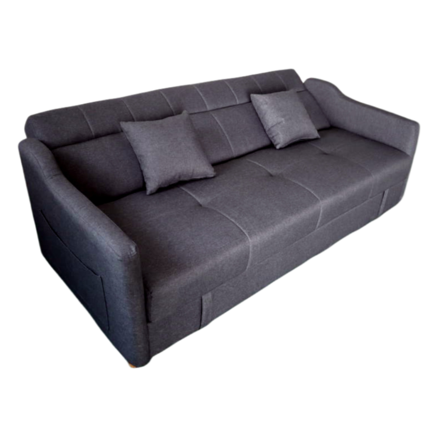 Canapé convertible avec coffre en tissu gris foncé 3 places BAKAR
