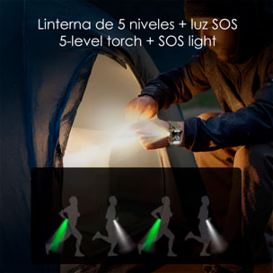 Smartwatch D16 con corona multifunzione intelligente, oltre 100 modalità sportive, monitoraggio della salute e torcia.