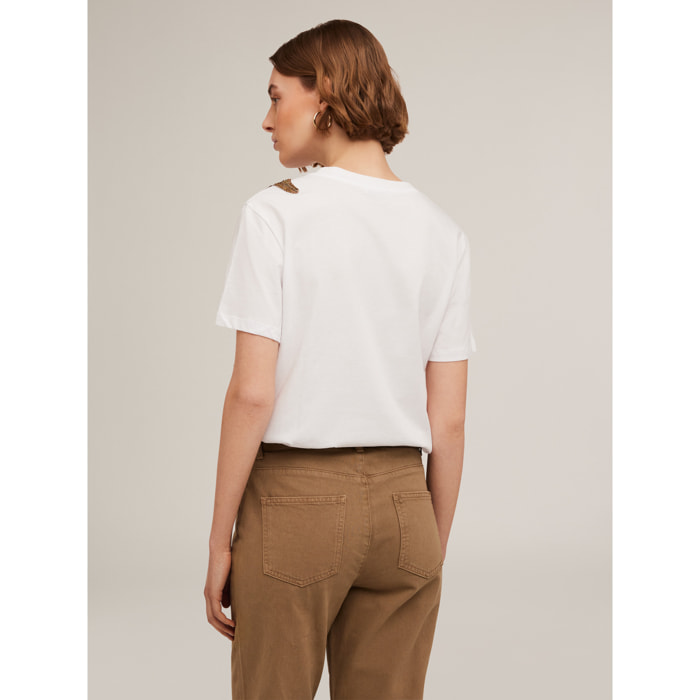 Motivi - Camiseta con parche bordado - Blanco