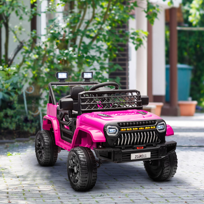 Voiture électrique enfant 4x4 12V 2 moteurs - 3-5Km/h - port USB effets sonores lumineux télécommande - rose