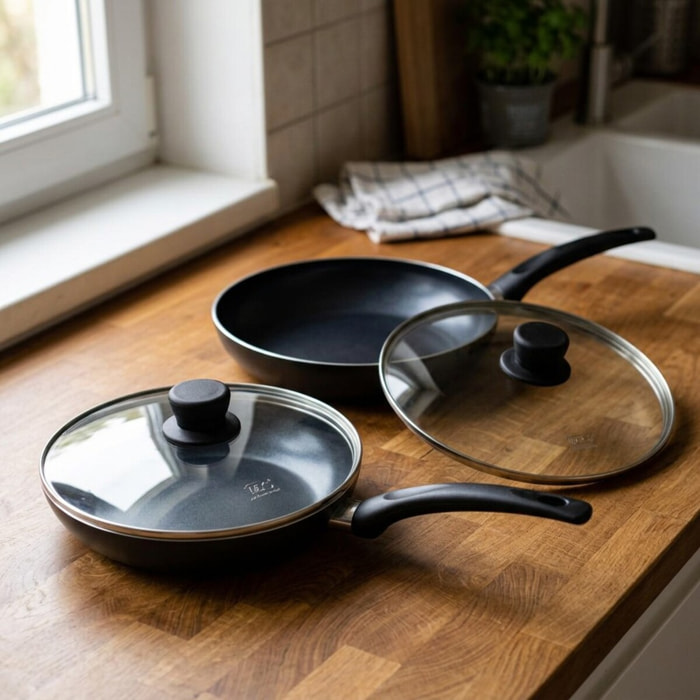 Set de 2 Poêles céramique sans PFAS et 2 couvercles Elo Prima Cucina