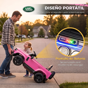 AIYAPLAY Coche Eléctrico SUV para Niños Land Rover Defender Coche de Batería 12 V Mando a Distancia 2,4G Suspensión Arranque Suave 2,7-4,5 km/h Rueda Auxiliar Luces LED Música Claxon 3-5 Años Rosa