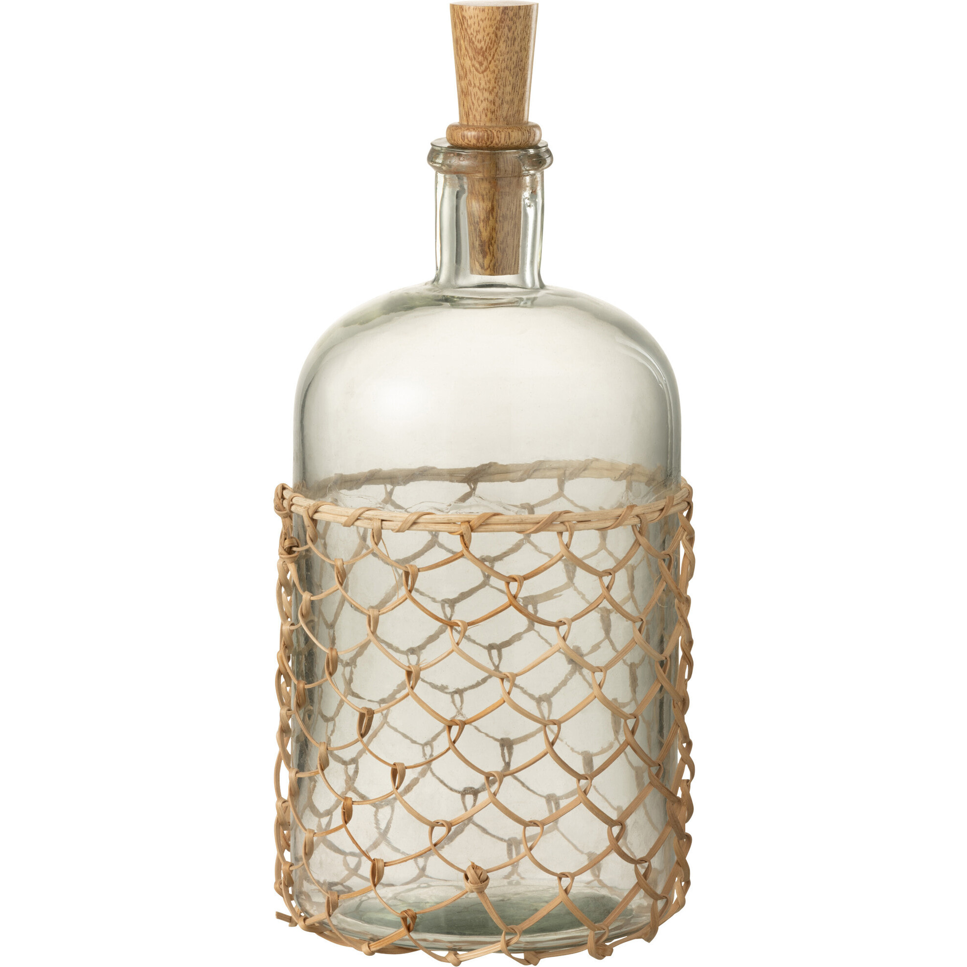 J-Line bouteille tricot - verre et bois - transparent