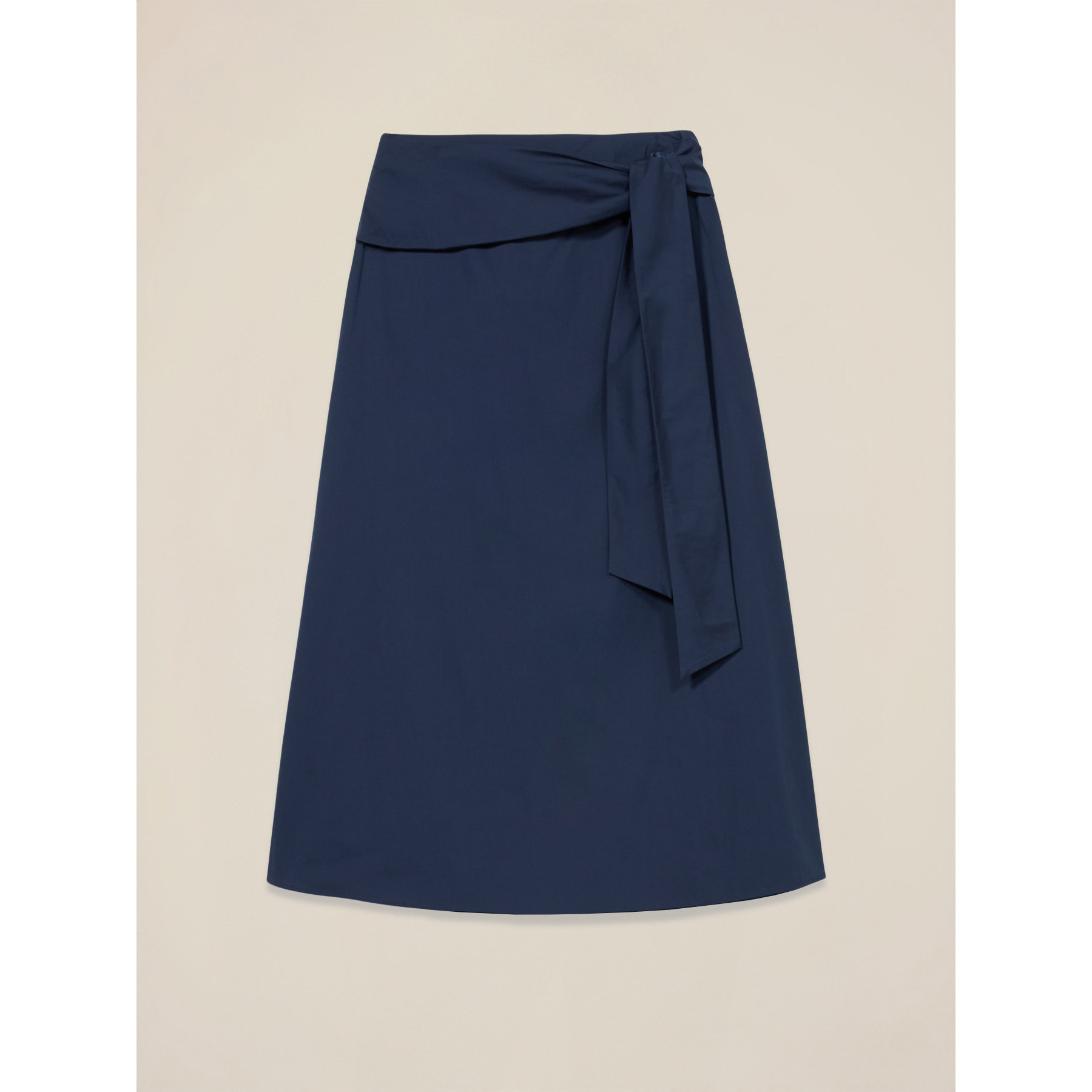 Oltre - Falda midi de popelina con fajín - Azul