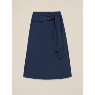 Oltre - Falda midi de popelina con fajín - Azul