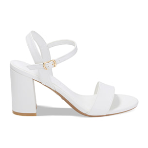 Sandali bianchi con cinturino, tacco 8 cm