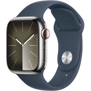 Montre connectée APPLE WATCH Serie 9 Cellular 41mm Acier/Argeny Bleu Orage S/M