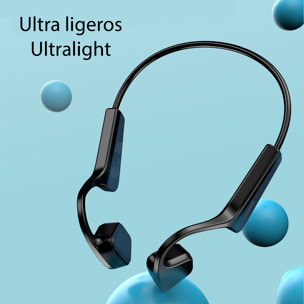 Cuffie sportive a conduzione ossea, Bluetooth 5.2, fino a 10 ore di autonomia. Massimo comfort, alta qualità del suono.