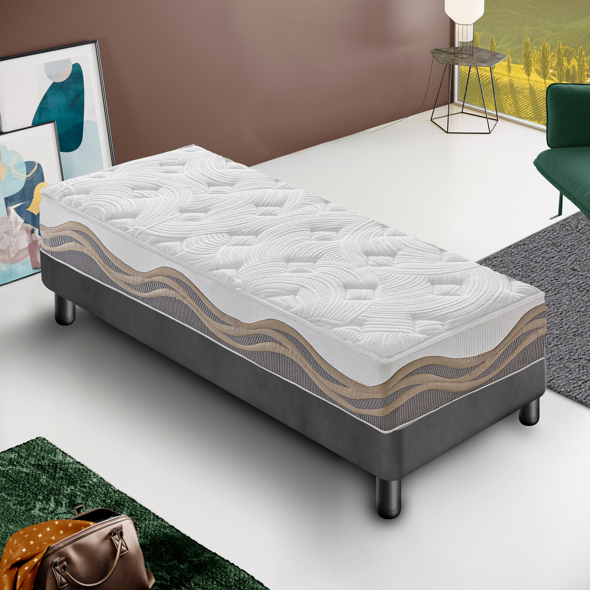 Materasso 90x200 Memory Foam - Alto 26 cm - Ortopedico - Rivestimento Polar Sfoderabile