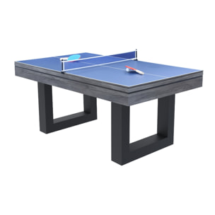 Table multi-jeux 3 en 1 billard et ping pong en bois gris  ARIES