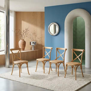 Chaise de bistrot vintage bois (lot de 4) BELLEVILLE