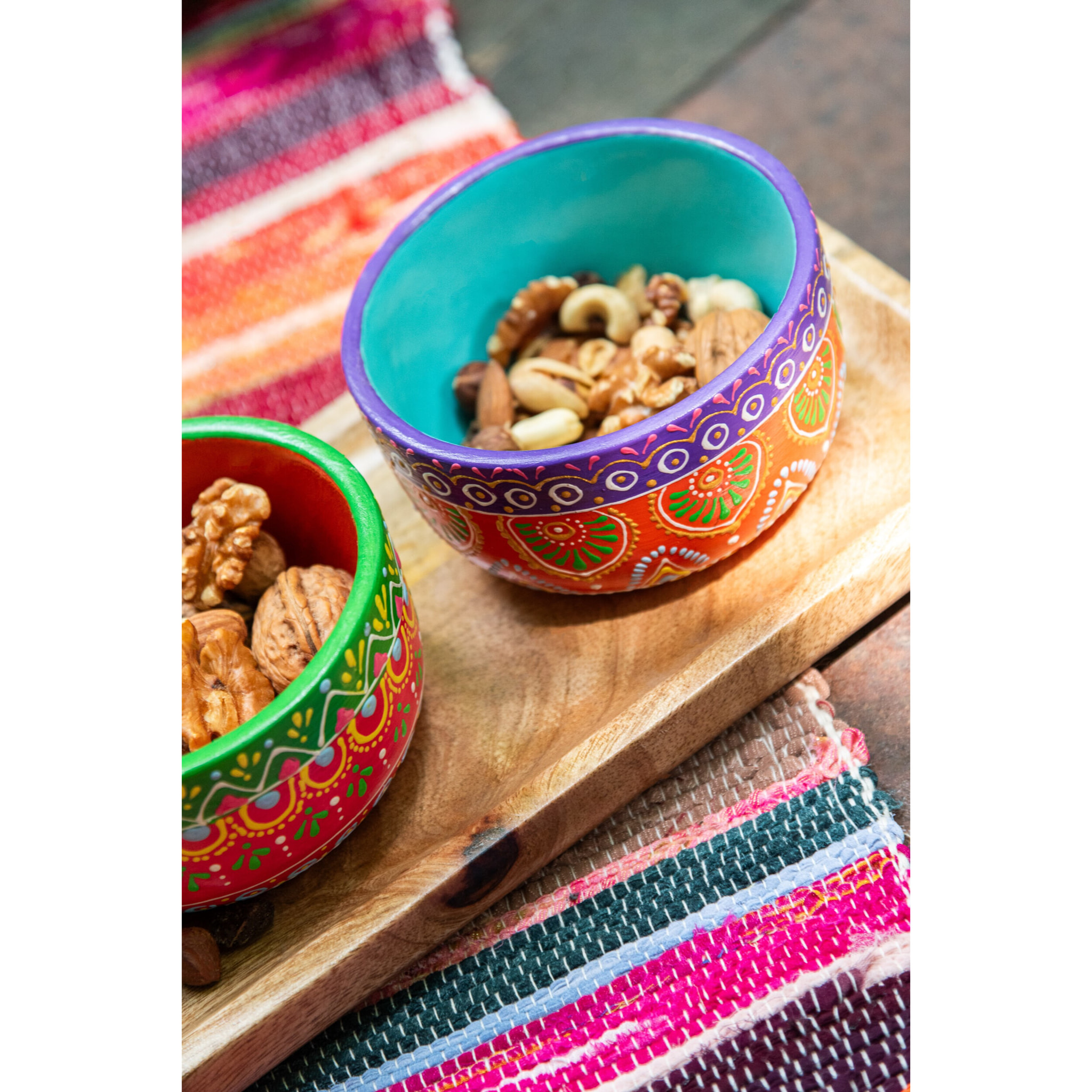 J-Line bol + plateau Mumbai - céramique/bois - mix - 3 pcs