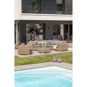 MONTMARTRE - Salon de jardin 6 places en résine tressée miel