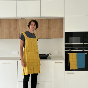 Tablier de cuisine en lin et coton, TISSAGE GRAPHIQUE