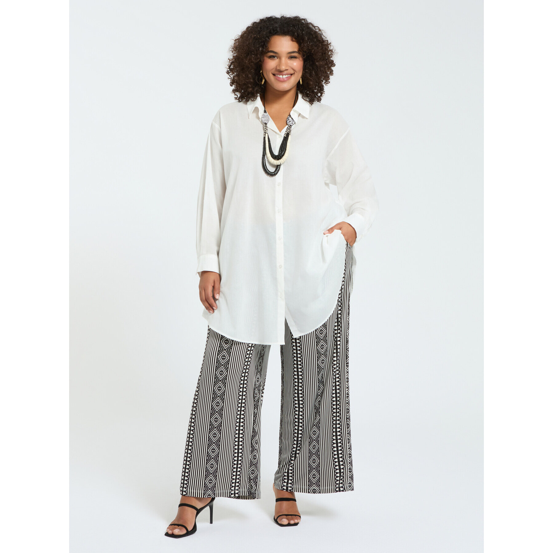 Fiorella Rubino - Camicia lunga in cotone - Bianco