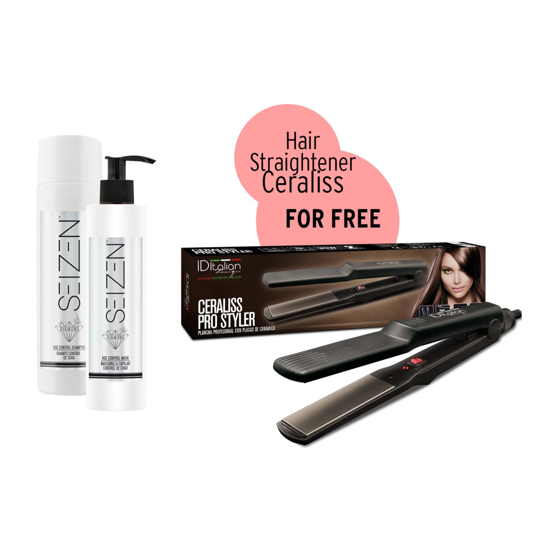 Duo Shampoo E Maschera Diamond Con Piastra Ceraliss Prostyler In Regalo