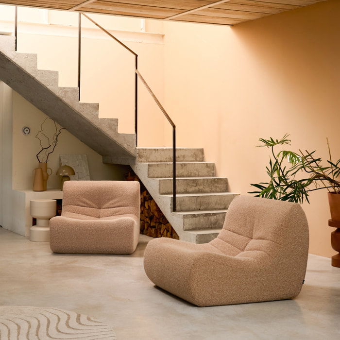Chauffeuse tissu effet alpaca 2 places. beige. style contemporain. L 91 x P 105 x H 72cm