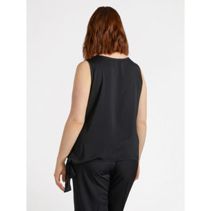 Fiorella Rubino - Top de raso con nudo - Negro