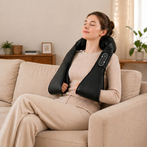 Masajeador Cervical y Espalda con Calor y 8 Nodos Shiatsu, 3 Intensidades de Amasamiento 3D Masajeador de Cuello y Hombros, para Aliviar la Fatiga Muscular en Casa, Oficina y Coche