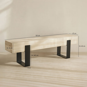 Banc en bois et pieds en métal noir ORA