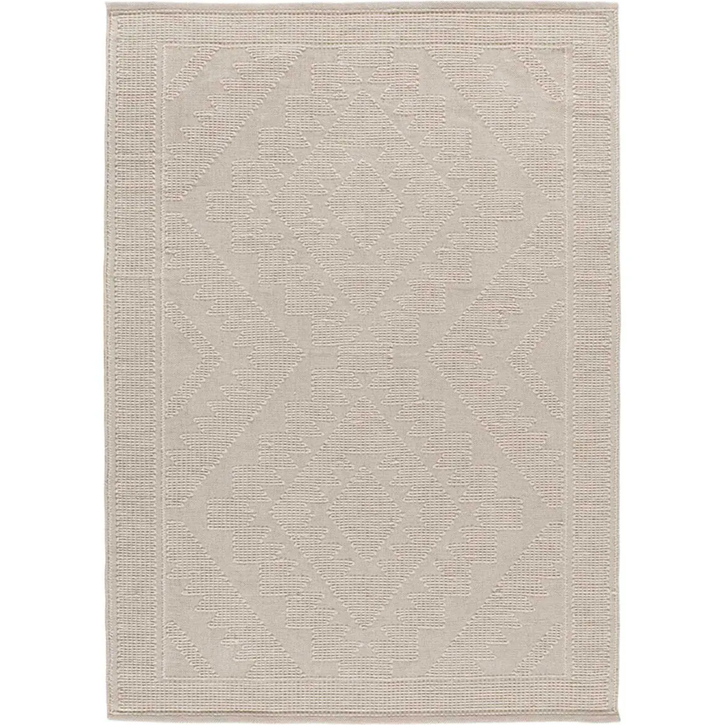 PAMUK Alfombra étnica algodón reciclado con relieve en crema, varias medidas disponibles