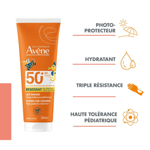 Lait Enfant SPF50+ - Protection Solaire Résistant Eau Sable Sueur 250 ml