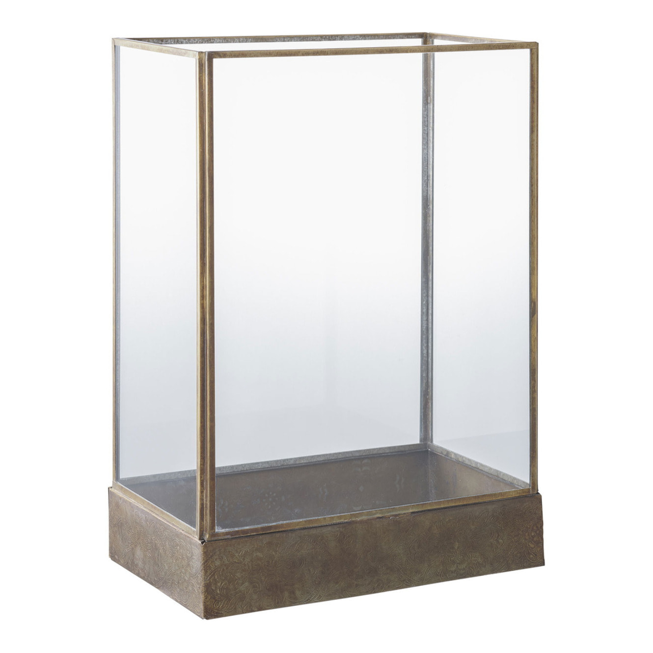 Lanterna Manali in vetro e metallo ottone anticato 25x36 cm