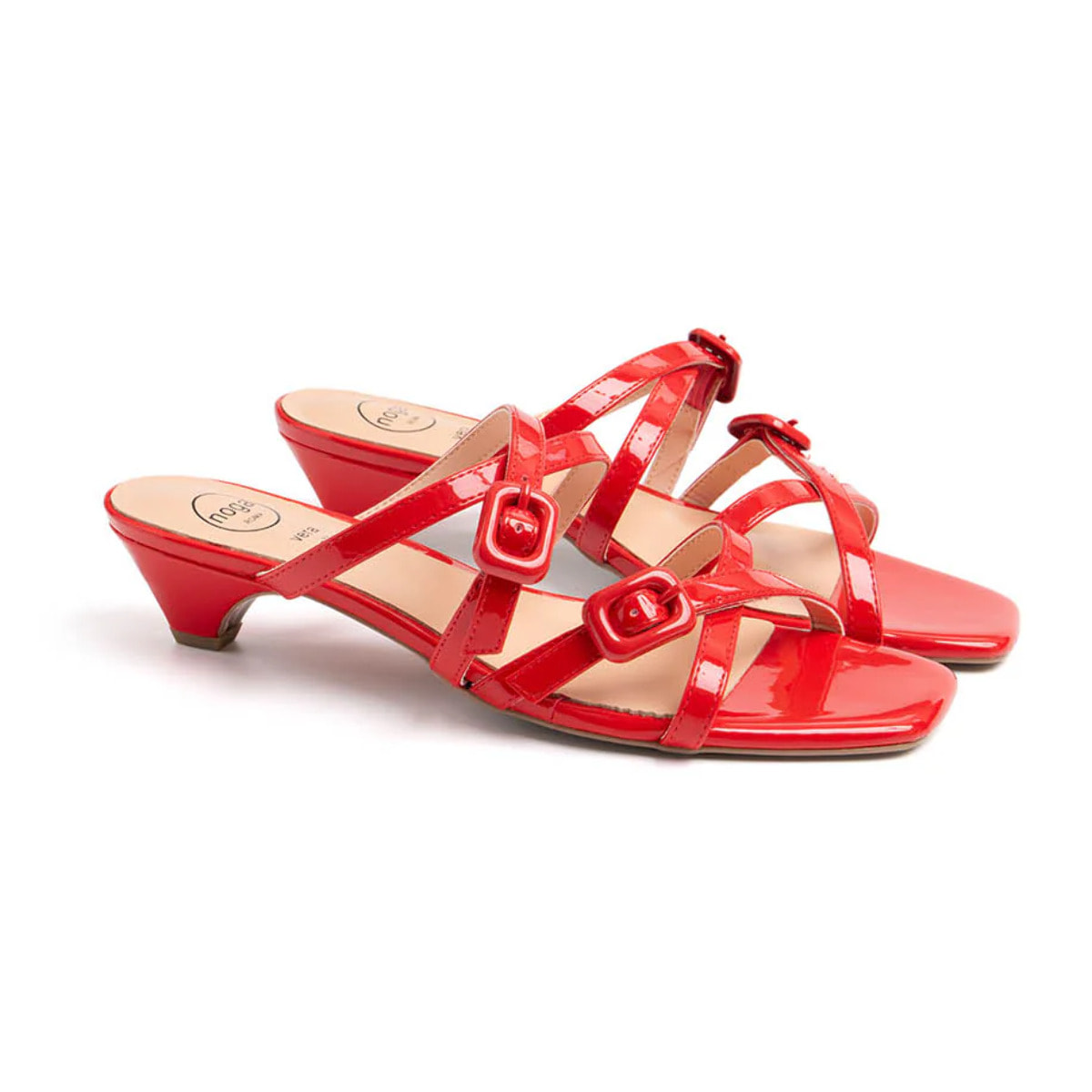 Sandalo con fascette e tacco a cono - ROSSO