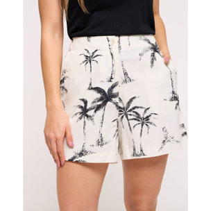 Bermuda Estampado Palmeras Blanco - Blaso