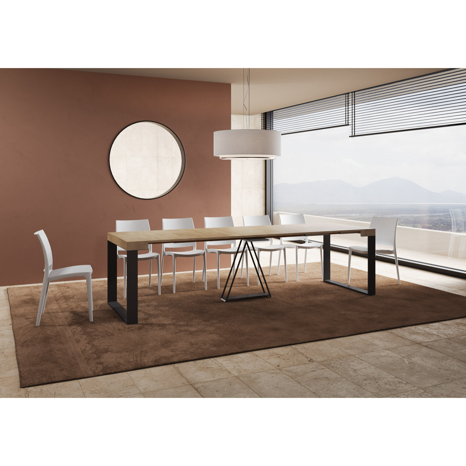 Consolle allungabile 90x40/300cm Sketa quercia natura telaio antracite