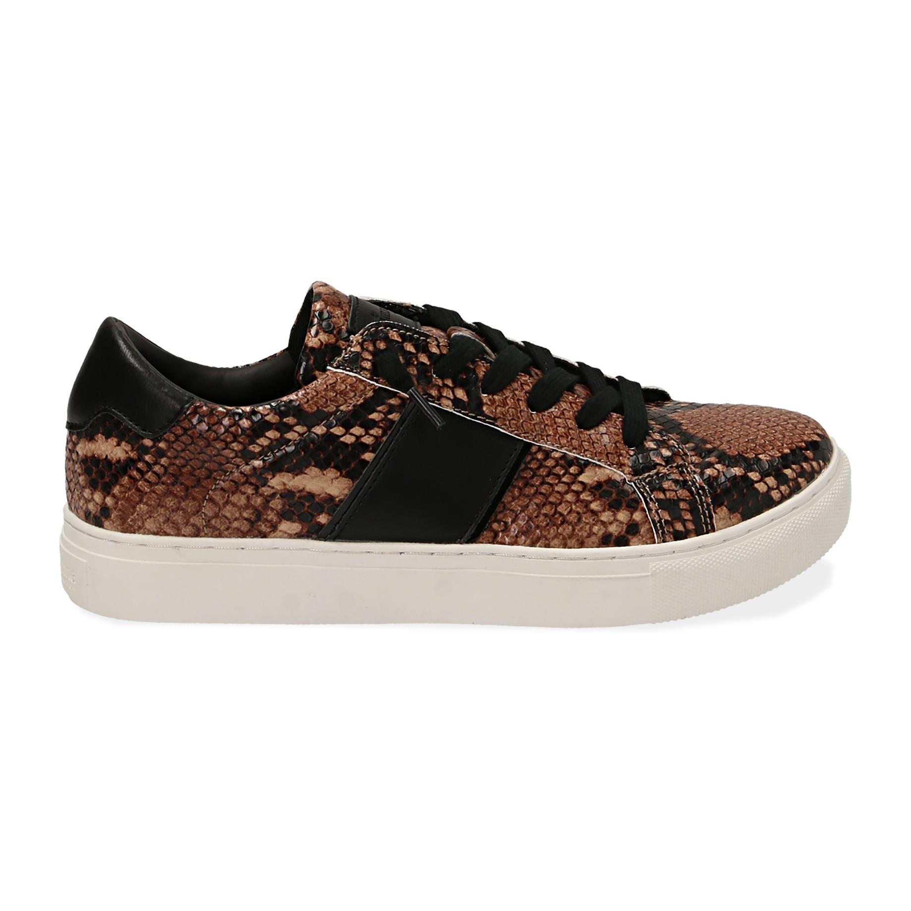 Sneakers marroni stampa pitone