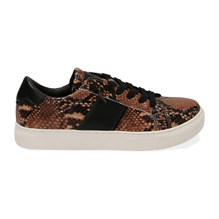 Sneakers marroni stampa pitone