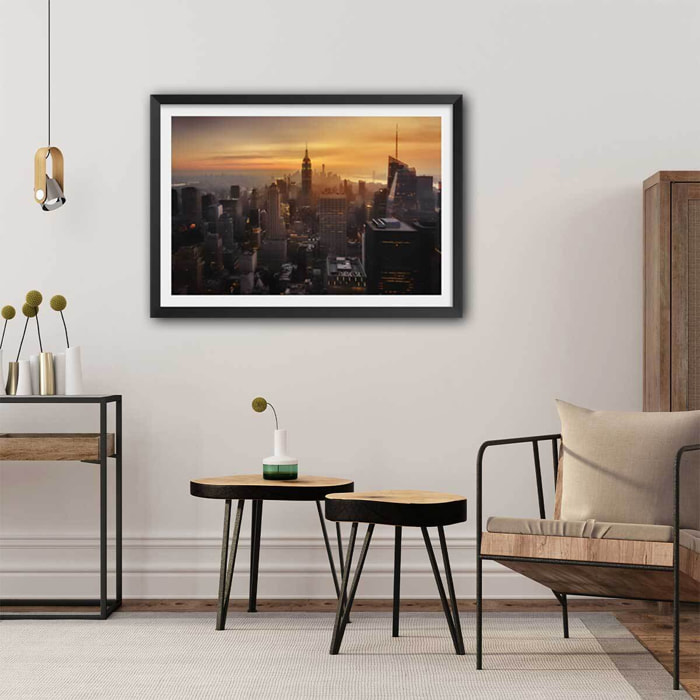 Affiche paysage manhattan's light Affiche sous cadre noir