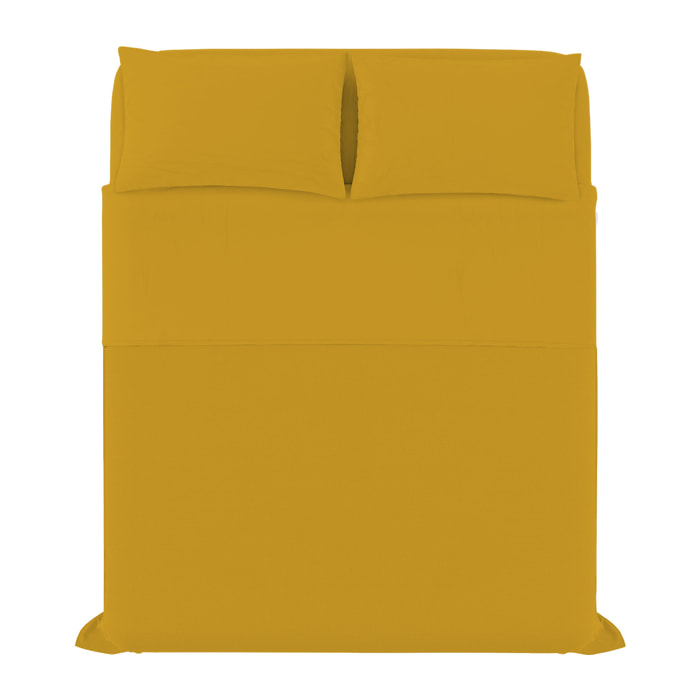 COMPLETO LETTO MAX COLOR, 100% Cotone, Made in Italy - SENAPE