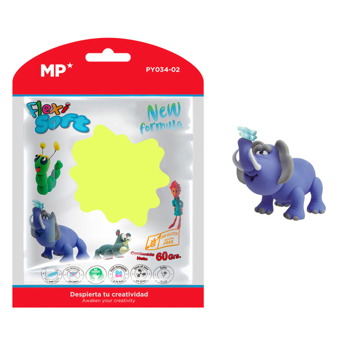 PACK 12 Uds. PASTA DE MODELAR 60 g AMARILLO NEÓN