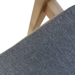 Salon de jardin SIMILAN en acacia 6 places - coussins gris