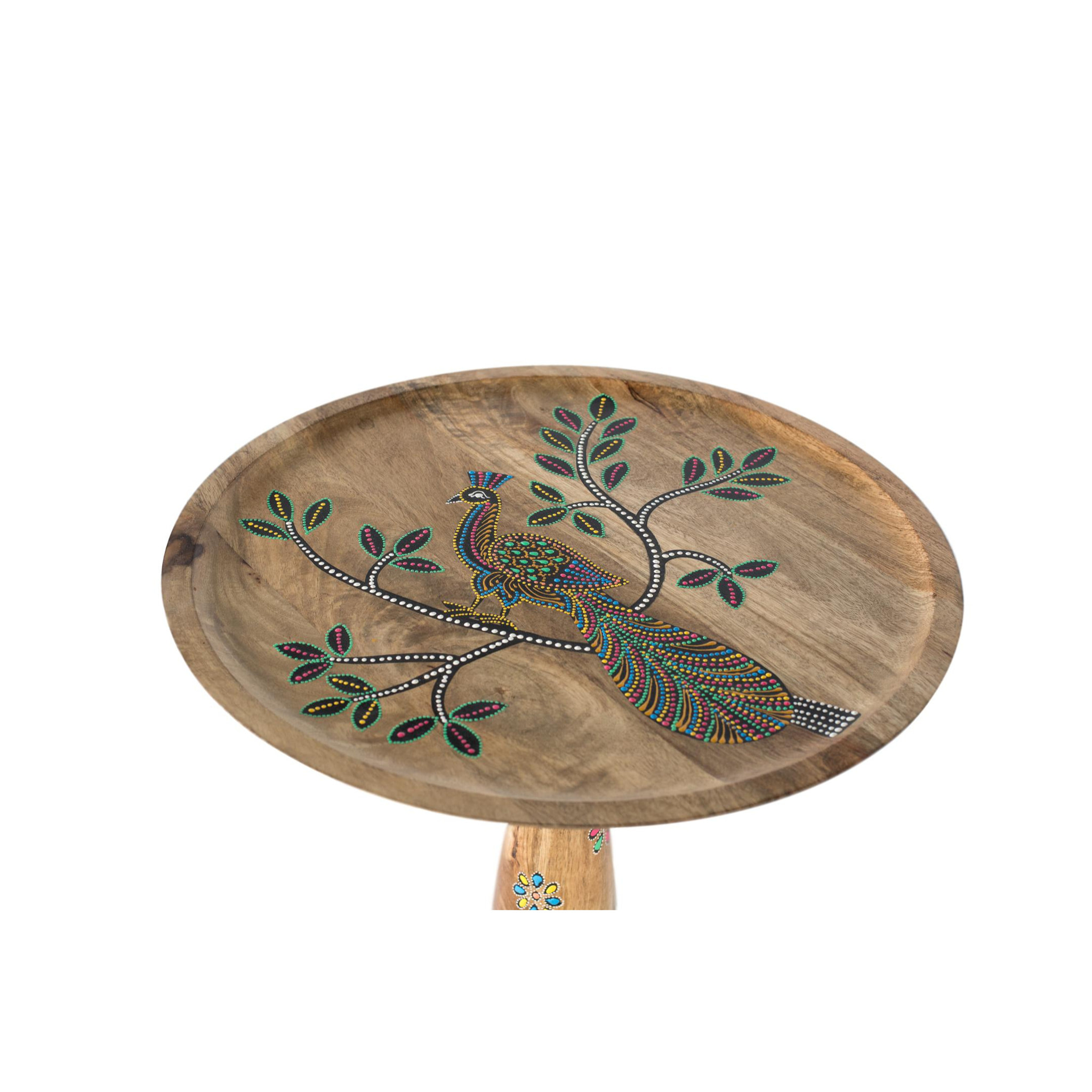Mesas Auxiliare de Madera de Mango 46 Cm Estilo Artesanal Étnico