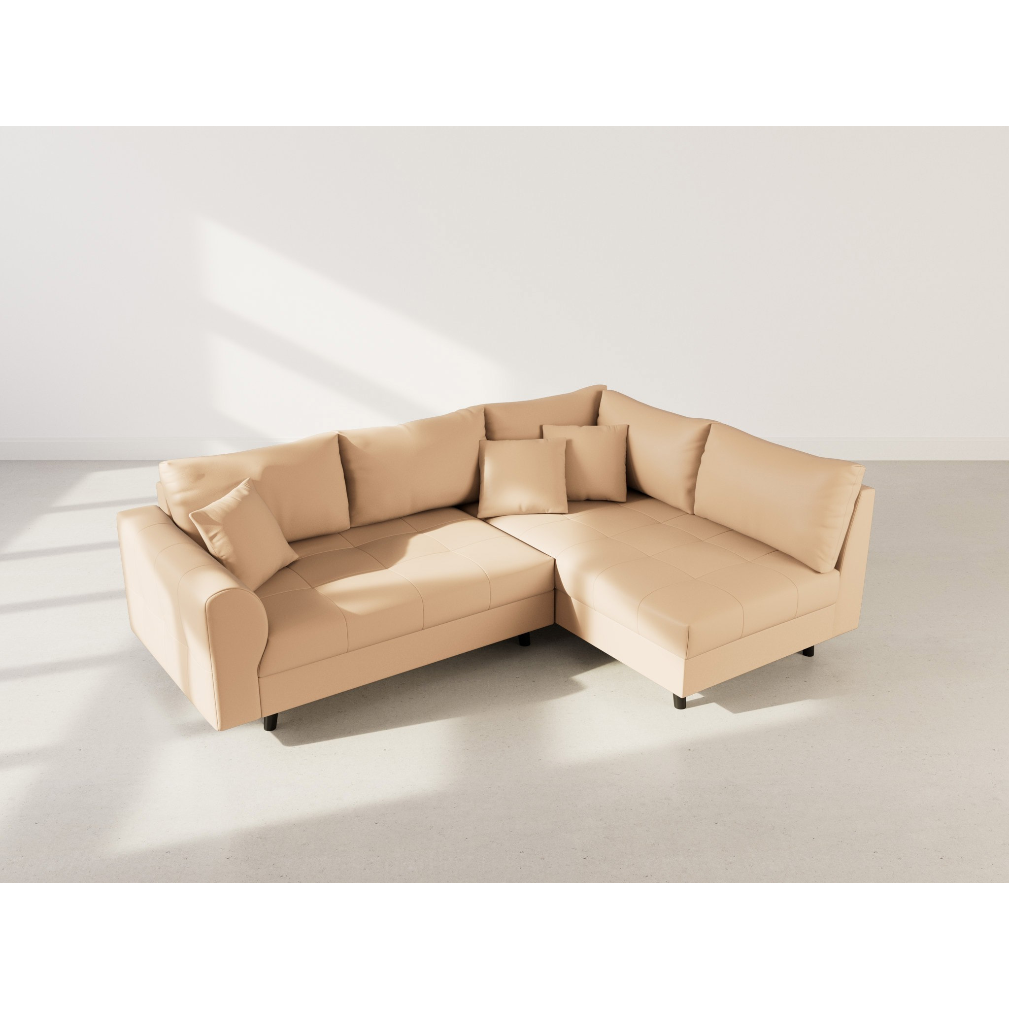 Rune - canapé d'angle droit 4 places en simili - Taupe