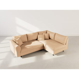 Rune - canapé d'angle droit 4 places en simili - Taupe
