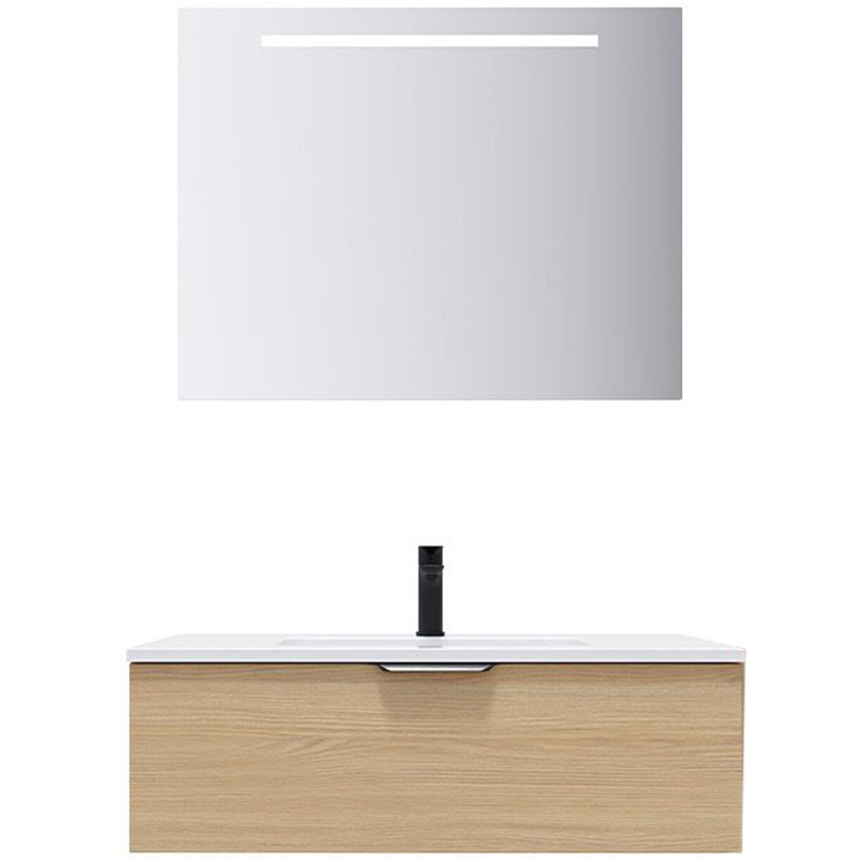 Ensemble vasque intégrée 1 tiroir + miroir - SOHO